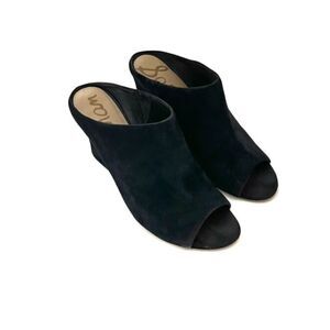 SAM EDELMAN Womens Black Wayne Open Wedge Slip On Heeled Mules Shoes 8.5 M